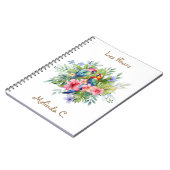 Zwei glückliche Macaws mit einem Notebook mit trop Notizblock (Linke Seite)