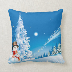 Zwei glückliche Schneemänner Kissen