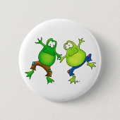 Zwei glückliche springende Frosch-Freunde Button (Vorderseite)