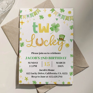 Zwei glückliche St. Patrick's Day 2. Geburtstag Ei Einladung