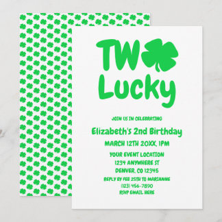 Zwei glückliche St. Patrick's Day 2. Geburtstag Einladung