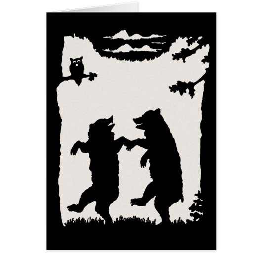 Zwei glückliche Tanzen-Bärn-Eulen-Baum-schwarze (Vorne)