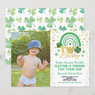 Zwei glückliche zweite Geburtstagsfeier St Patrick Einladung