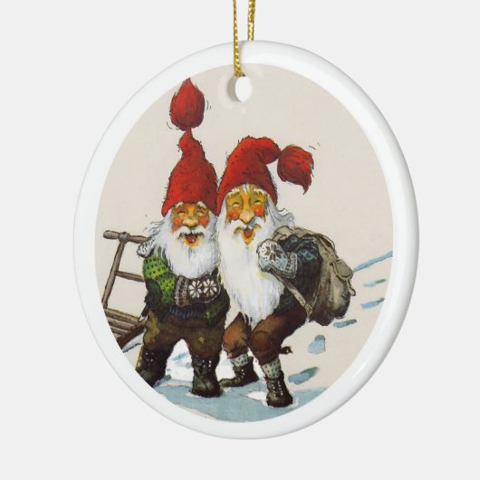 Zwei Gnome-Freunde Keramik Ornament (Links)