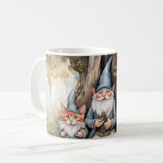 Zwei Gnome und eine Katze Kaffeetasse (Vorderseite Links)