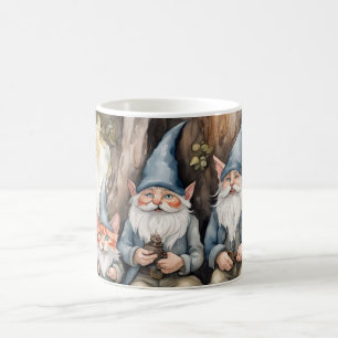 Zwei Gnome und eine Katze Kaffeetasse