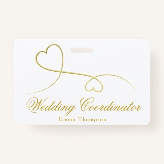 Zwei Gold Hearts | Hochzeitsplaner / Koordinator Ausweis (Vorderseite)