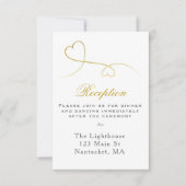 Zwei Gold Hearts | Minimale Hochzeitsempfang Einladung (Vorderseite)