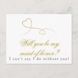Zwei Gold Hearts Seid meine Trauzeugin Hochzeit Einladungspostkarte