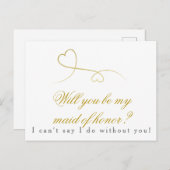 Zwei Gold Hearts | Seid meine Trauzeugin Hochzeit Einladungspostkarte (Vorne/Hinten)