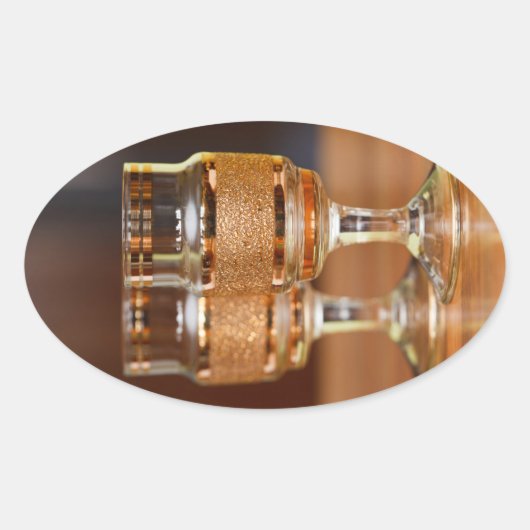 Zwei goldene Brillen Ovaler Aufkleber (Vorderseite)