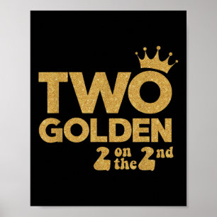 Zwei goldene Geburtstagsdekorationen 2 am 2. Poster