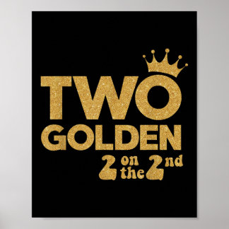 Zwei goldene Geburtstagsdekorationen 2 am 2. Poster