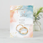 Zwei goldene Hochzeitsrennen Save the Date ausgekl Einladung (Stehend Vorderseite)