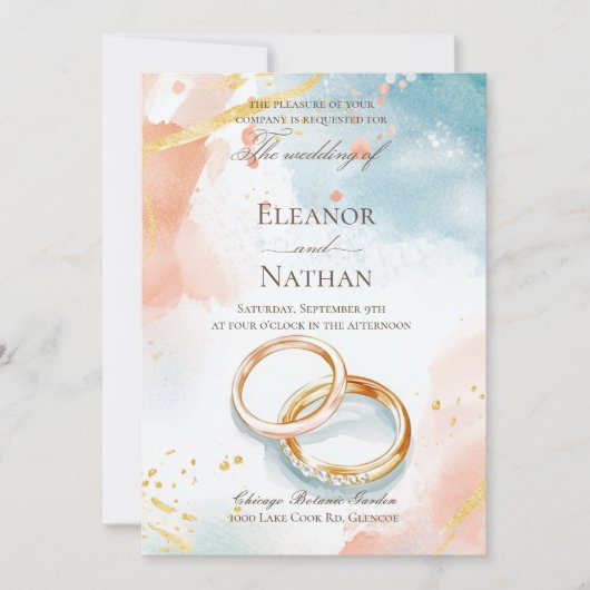 Zwei goldene Hochzeitsringe Einladung (Vorderseite)