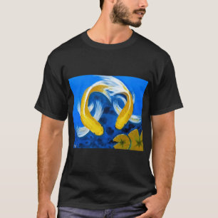 Zwei goldene Koi-Fische in blauem Seerosenteich Ma T-Shirt