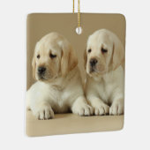 Zwei goldene Labrador-Welpen Keramikornament (Rechts)