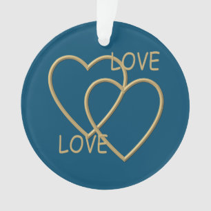 Zwei goldene Liebesherzen Ornament