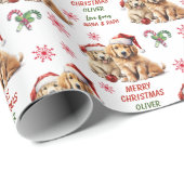 Zwei goldene Retriever Welpen Weihnachten Geschenkpapier (Rolleneckpunkt)