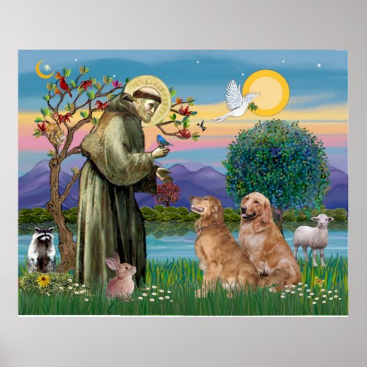 Zwei goldene Retrievers Poster (Vorne)
