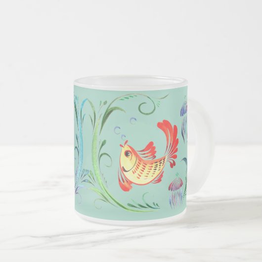 Zwei Goldfische Mattglastasse (VorderseiteRechts)