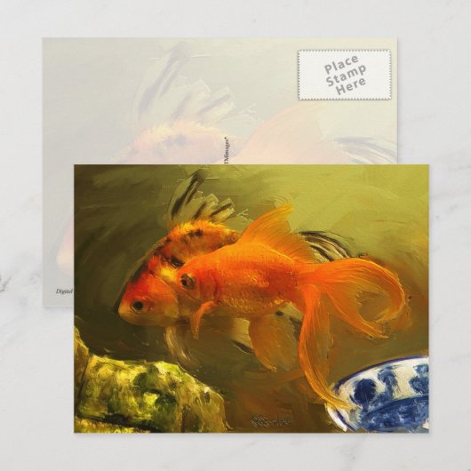 Zwei Goldfish Postkarte (Vorne/Hinten)