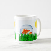 Zwei Goldfish Sonnenfrühlings-Equinox-Gras س ا ن ل Kaffeetasse (VorderseiteRechts)