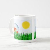 Zwei Goldfish Sonnenfrühlings-Equinox-Gras س ا ن ل Kaffeetasse (Vorderseite Links)