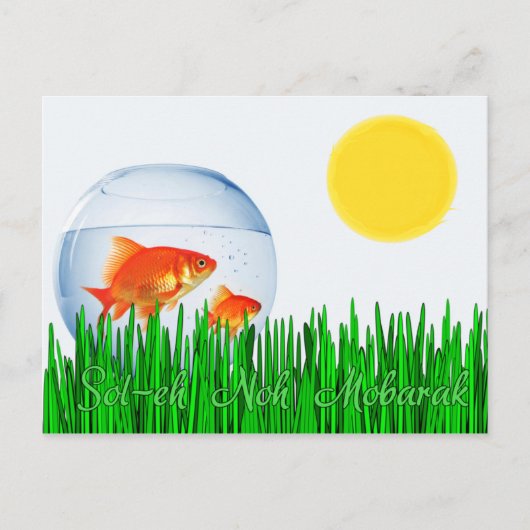 Zwei Goldfish Sun Frühlingssäquinoktium Großgras Postkarte (Vorderseite)