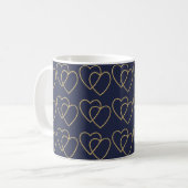 Zwei goldgelbe Herzmuster Kaffeetasse (Vorderseite Links)