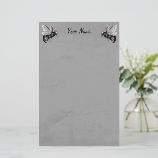 Zwei gotische Bienenbilder mit Schädelspinnen Briefpapier (Stehend Vorderseite)