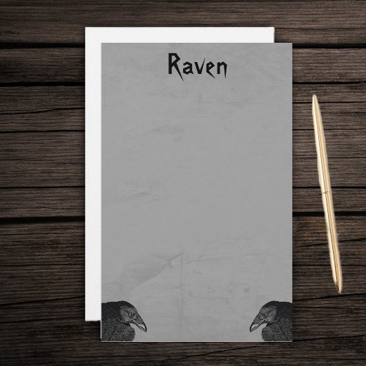 Zwei gotische schwarze Raven Illustrationen auf Gr Briefpapier
