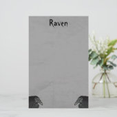 Zwei gotische schwarze Raven Illustrationen auf Gr Briefpapier (Stehend Vorderseite)