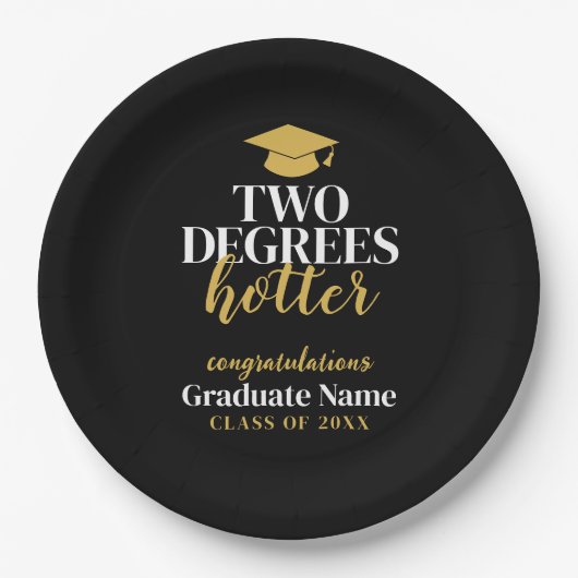 Zwei Grad Hotter - Name - Schwarzer Abschluss Pappteller (Vorderseite)