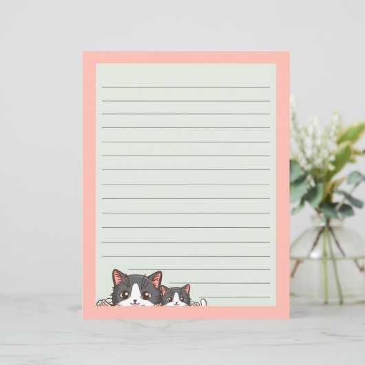 Zwei graue Kätzchen auf gesäumtem Papier (Stehend Vorderseite)