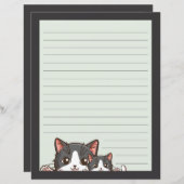 Zwei graue Kätzchen auf grauem Papier (Vorne/Hinten)