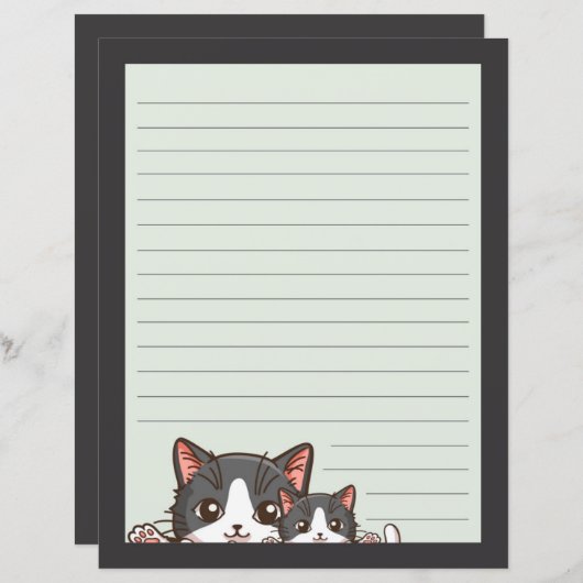 Zwei graue Kätzchen auf grauem Papier (Vorne/Hinten)