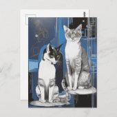 Zwei graue Katzen im Abstrakten Hintergrund Postkarte (Vorne/Hinten)