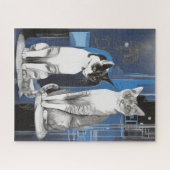 Zwei graue Katzen im Abstrakten Hintergrund Puzzle (Horizontal)