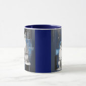 Zwei graue Katzen im Abstrakten Hintergrund Tasse (Zentrum)