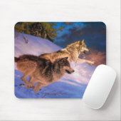 Zwei graue Wolfe im Winter Mousepad (Mit Mouse)