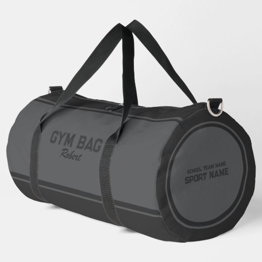 Zwei Grautöne typografiebasiertes Design Duffle Bag (Linke Ecke)