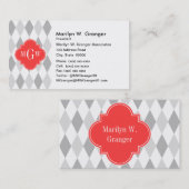Zwei Gray Wht Harlequin Coral 3 Initialmonogramm Visitenkarte (Vorne/Hinten)