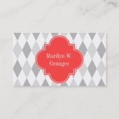 Zwei Gray Wht Harlequin Coral 3 Initialmonogramm Visitenkarte (Rückseite)