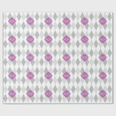 Zwei Gray Wht Harlequin Orchid 3 Initialmonogramm Geschenkpapier (Flach)