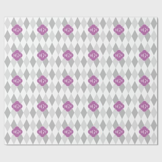 Zwei Gray Wht Harlequin Orchid 3 Initialmonogramm Geschenkpapier (Flach)