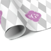 Zwei Gray Wht Harlequin Orchid 3 Initialmonogramm Geschenkpapier (Rolleneckpunkt)