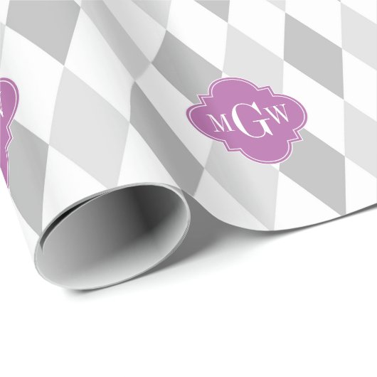 Zwei Gray Wht Harlequin Orchid 3 Initialmonogramm Geschenkpapier (Rolleneckpunkt)