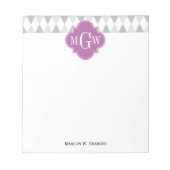 Zwei Gray Wht Harlequin Orchid 3 Initialmonogramm Notizblock (Vorderseite)