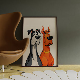 Zwei Great Danes Wandkunst Poster Druck